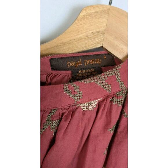 Payal Pratap Anthropologie Rhododendron Stitched Balloon Long Sleeve Top Size 8 - Picture 6 of 7